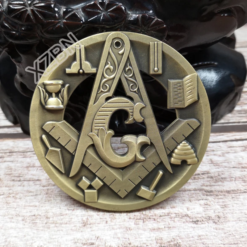 Masonic Auto Car Badge Emblems mason freemason BCM44 Compass And Square Tools hollow out 3D 3\'\' antique  technique personality