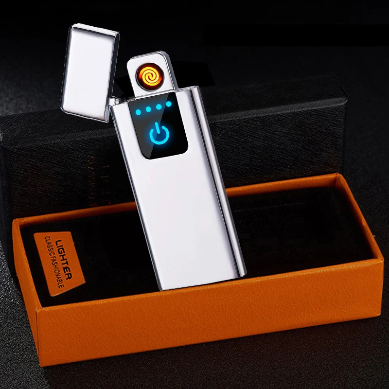 

USB Electronic Lighter Portable Mini Cigarette Charging Lighters Ultra Thin Electric Cigarette Accessories W/ Gift Box