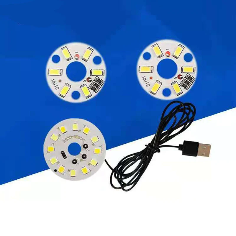 1pcs low-voltage USB Connection DC5V 3W LED  2835 5730 Lamp Beads White/Red/Blue/Green and Two-color  With Diameter 32mm.