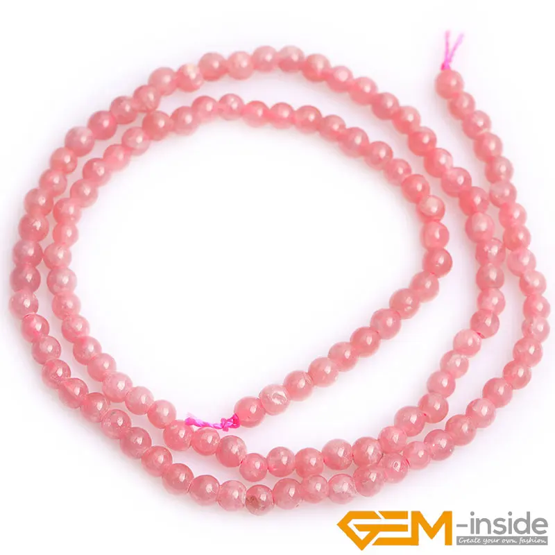 AAA Grade Round Genuine Pink Argentina Rhodochrosite Precious Stone Beads Natural Stone DIY Loose Beads For Jewelry Making 15\