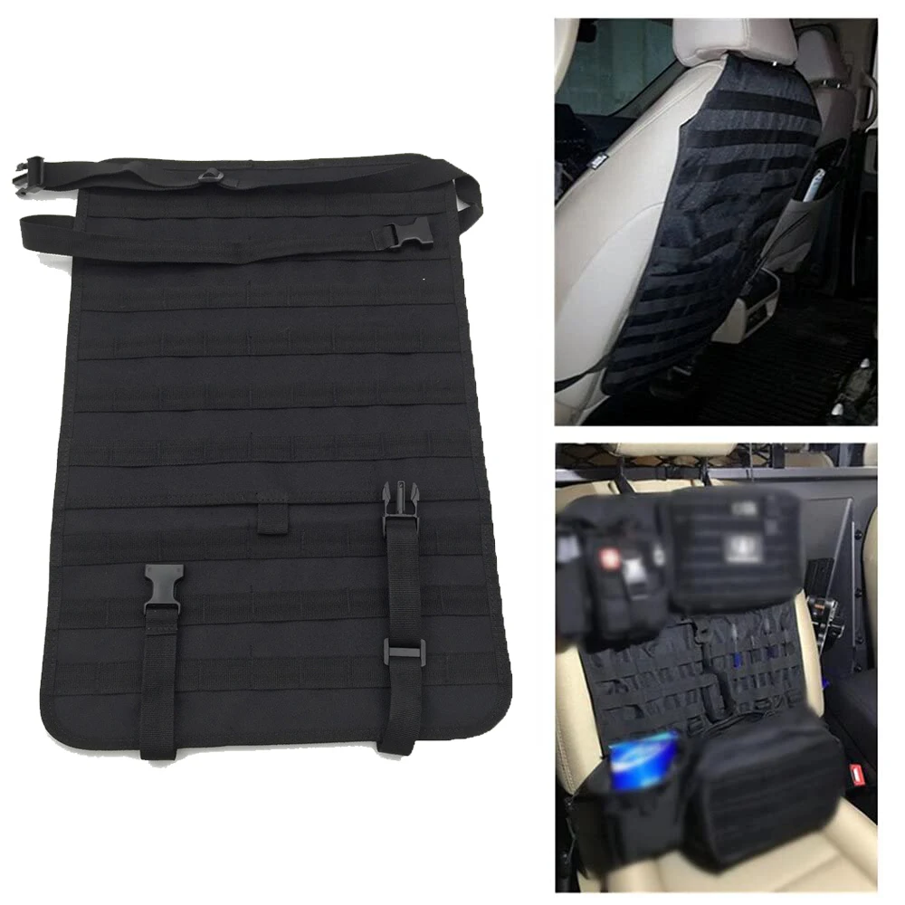 Organizador táctico de asiento trasero de coche, Panel de vehículo MOLLE, Protector de cubierta de asiento de coche, equipo de nailon Airsoft