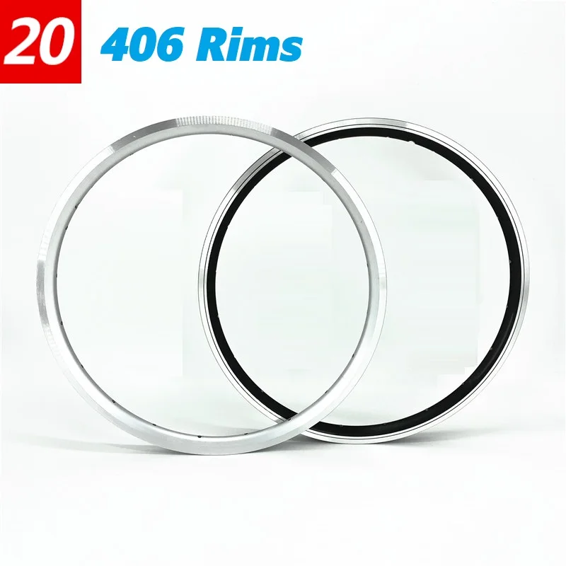 20" 406 Składane felgi rowerowe Podwójna ściana Felga ze stopu aluminium Zawór Schradera 20H 24H 28H 32H 36H V Hamulec tarczowy Felgi srebrne czarne