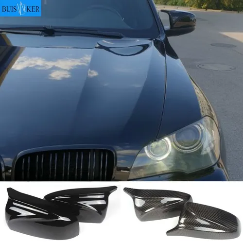 Fibra de carbono/ABS 2x cubierta de espejo X5 X6 tapa de espejo retrovisor lateral de coche reemplazo de carcasa para BMW X5 X6 E70 E71 2007-2013