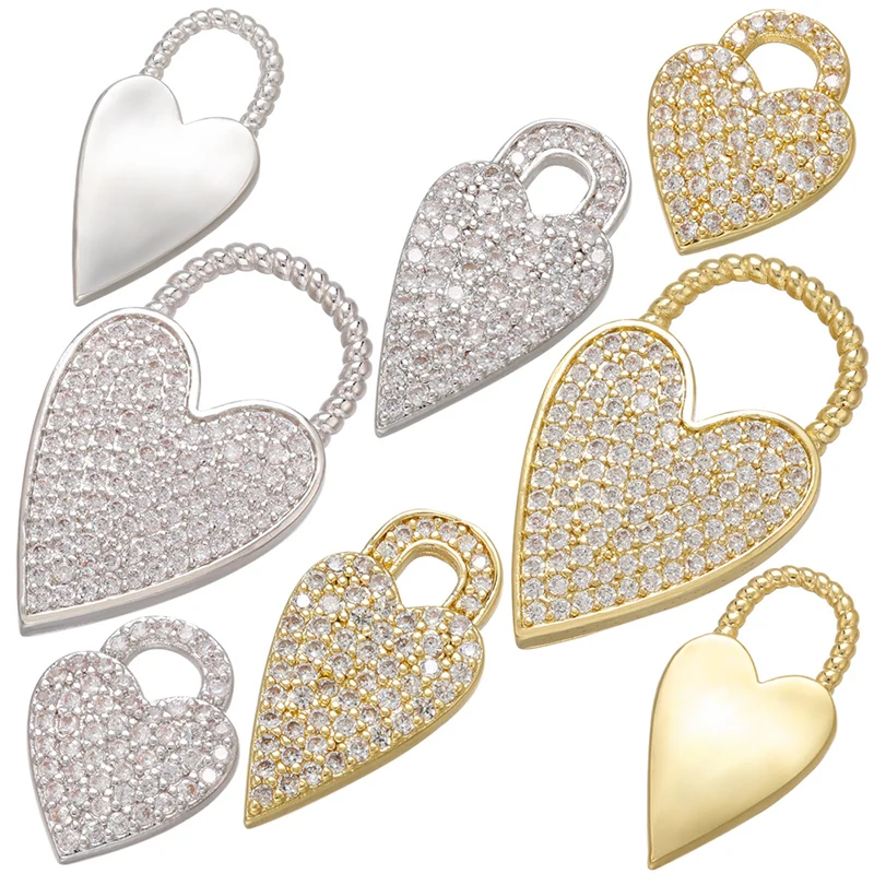 ZHUKOU CZ crystal gold color earrings charms heart/butterfly  pendant for women DIY making jewelry accessories VD796