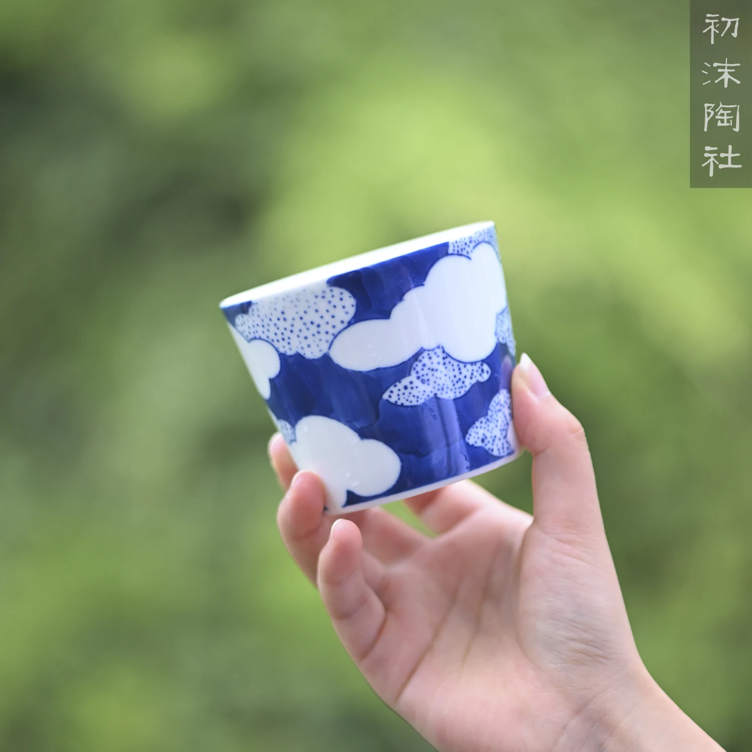 ★of the jingdezhen blue and white small hand-painted blue glass glass coffee cup pig koubei clear glass Japanese tea set