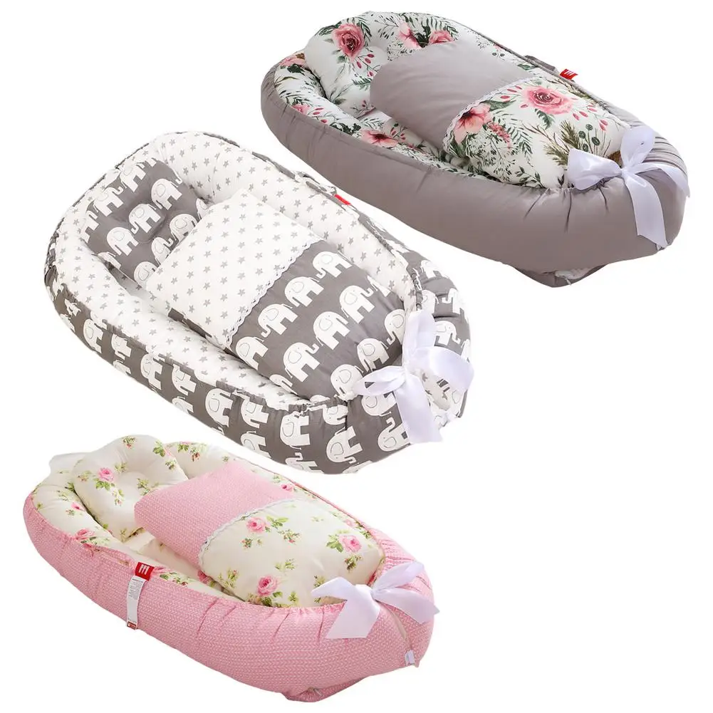 Baby Nest Bed With Pillow Quilt Newborn Lounger Portable Napping Baby Bassinet With Pillow & Quilt Bebe Cotton Crib Sleeper