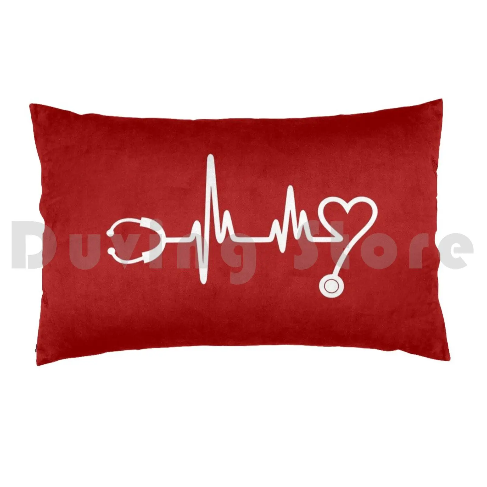 Hearbeat Stethoscope Pillow Case Printed 50x75 Nurse Heartbeat Stethoscope Cardiology Health Pulse