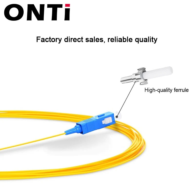 ONTi 20/50/100/200PCS/Lot SC APC / UPC Fiber Pigtail Simplex 9/125 1M Single Mode Fiber Optic Pigtail 0.9mm