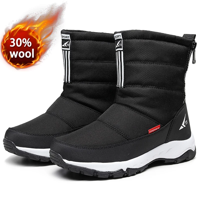 2022 Winter Men Boots Shoes For Men Warm Snow Boots Mid-calf Men Warm Shoes Thick Plush Winter Boots For Men Women Cotton Shoes