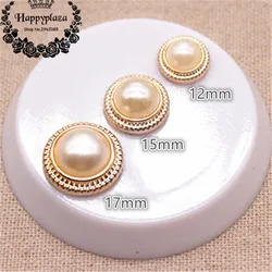 12mm/15mm/17mm Oro Doppio Cerchio di Perle di Plastica della parte posteriore Piana Della Decorazione del Tasto di Cucito Del Mestiere accessori