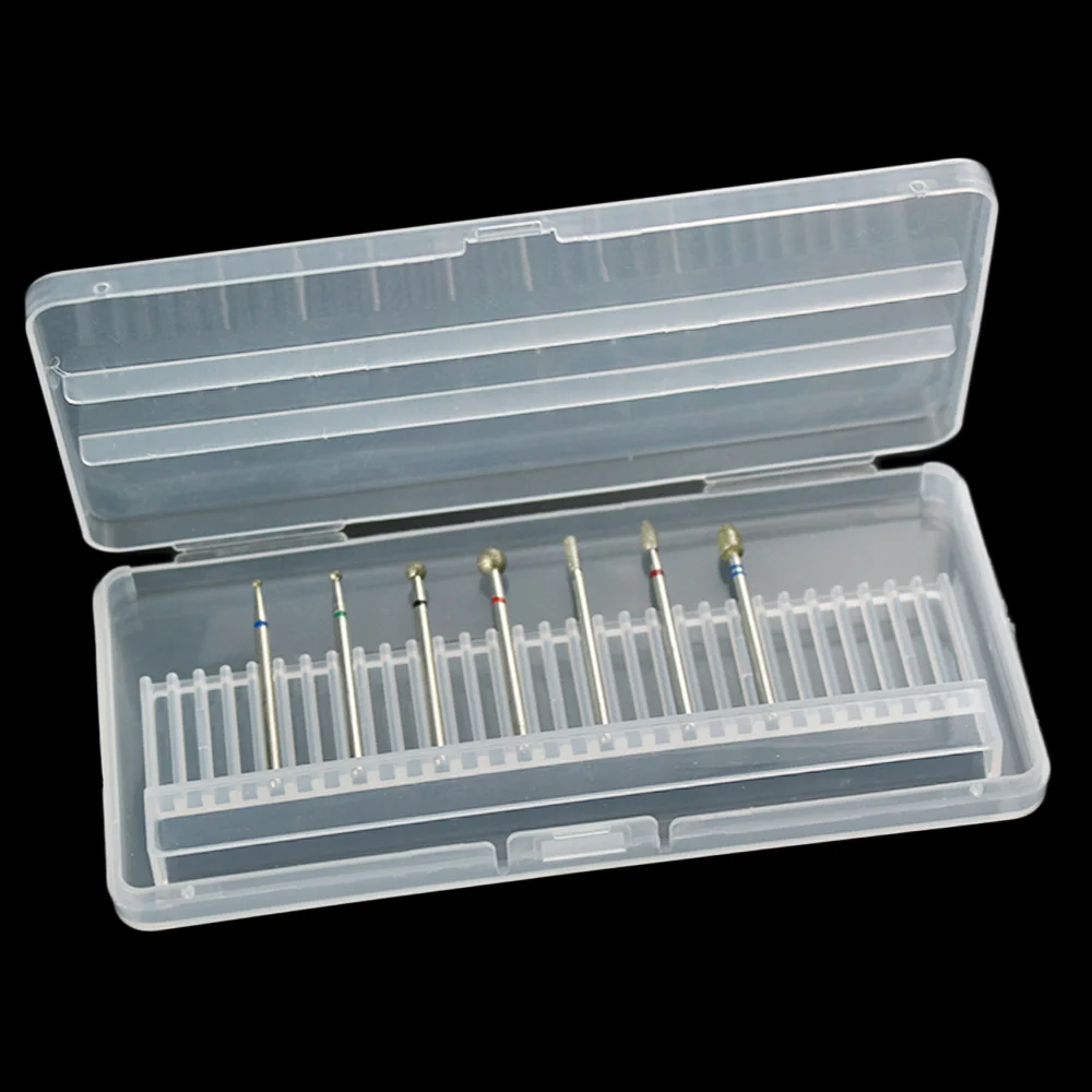 6/10/14/30 Holes Nail Drill Bits Holder Empty Storage Box Manicure Milling Container Cuticle Accessories Acrylic Cover Tools