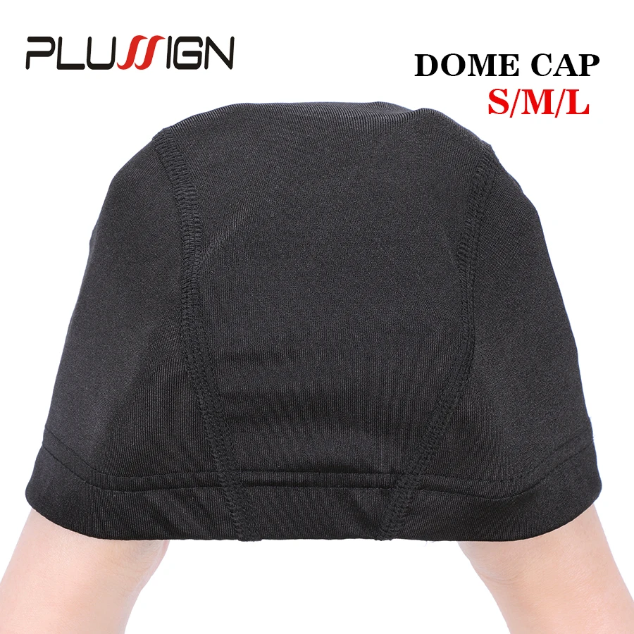 Plussign 12 Pcs/Lot Wholesale Spandex Dome Cap For Wig Making Elastic Mesh Hairnets Weaving Cap Average Size Strech Snood Nylon