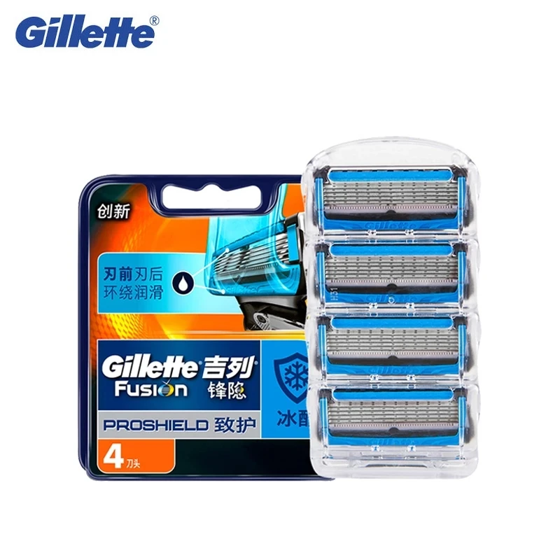 Gillette fusão proshield navalha 5 camadas lâmina de barbear manual barba barbeador lâminas para cuidados faciais do homem remoção segura do cabelo