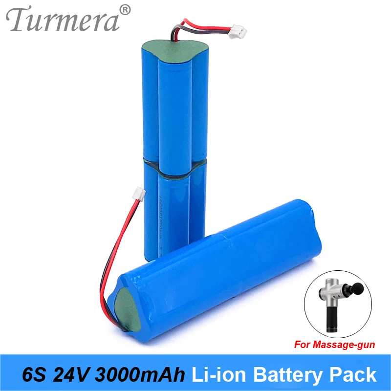 Turmera 6S 24V 3000mAh Rechargeable Lithium Battery for Massage Gun Muscle Massager Replace Battery and Screwdriver Battery Use