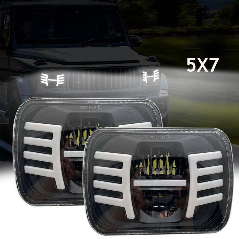 

7-дюймовая светодиодная квадратная фара с линзой 220 Вт Super Bruight, фара для Wrangler Jeep Harley 25000LM DRL, фара с указателем поворота 9-32 В