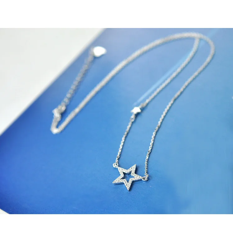 925 Sterling Silver star zircon  Necklaces & Pendants For Women High Quality Sterling-silver-jewelry