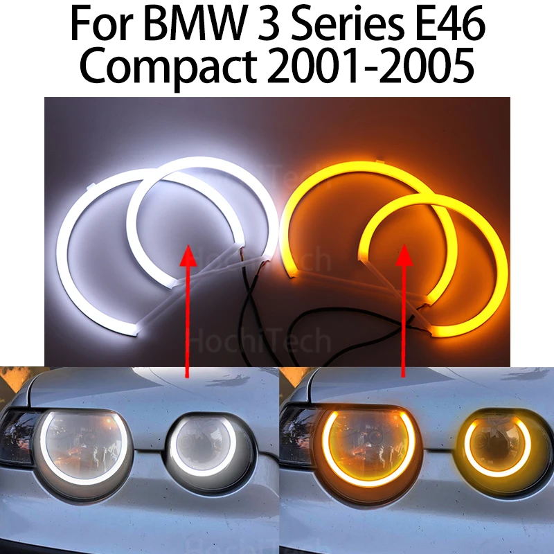 Switchback Cotton Light LED Angel Eye Dual White Amber for BMW 3 Series E46 Compact 2001 2002 2003 2004 2005