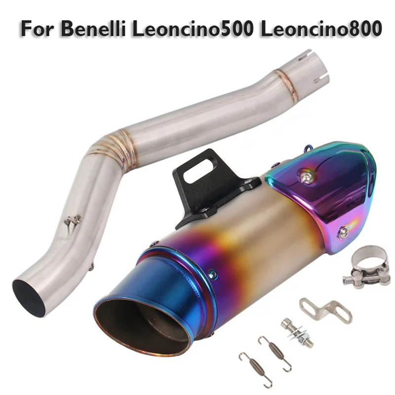 

Motorcycle Exhaust Tip Muffler Silencer Tip Tail Pipe Middle Mid Link Tube System for Benelli Leoncino 500 Leoncino 800 Trail