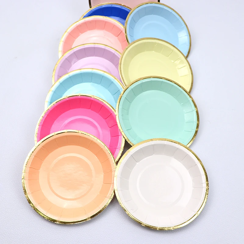 4inch Mini Plate Party Disposable Tableware Solid color Paper Plates Birthday Party Wedding Cake Decor Supplies Small Plates