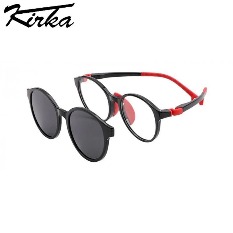 Kirka TR90 Clip-on Child Sunglasses 2 Using Way Eyewear Optical Myopia Glasses Frames Lens UV400 Boy Girl Sunglasses 19975