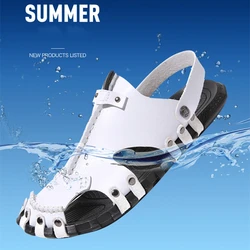 Summer New Men Leather Sandals Soft Comfortable Men's Slipper Fashion Outdoor Beach Sandales Black White Casual Sandalias Slides