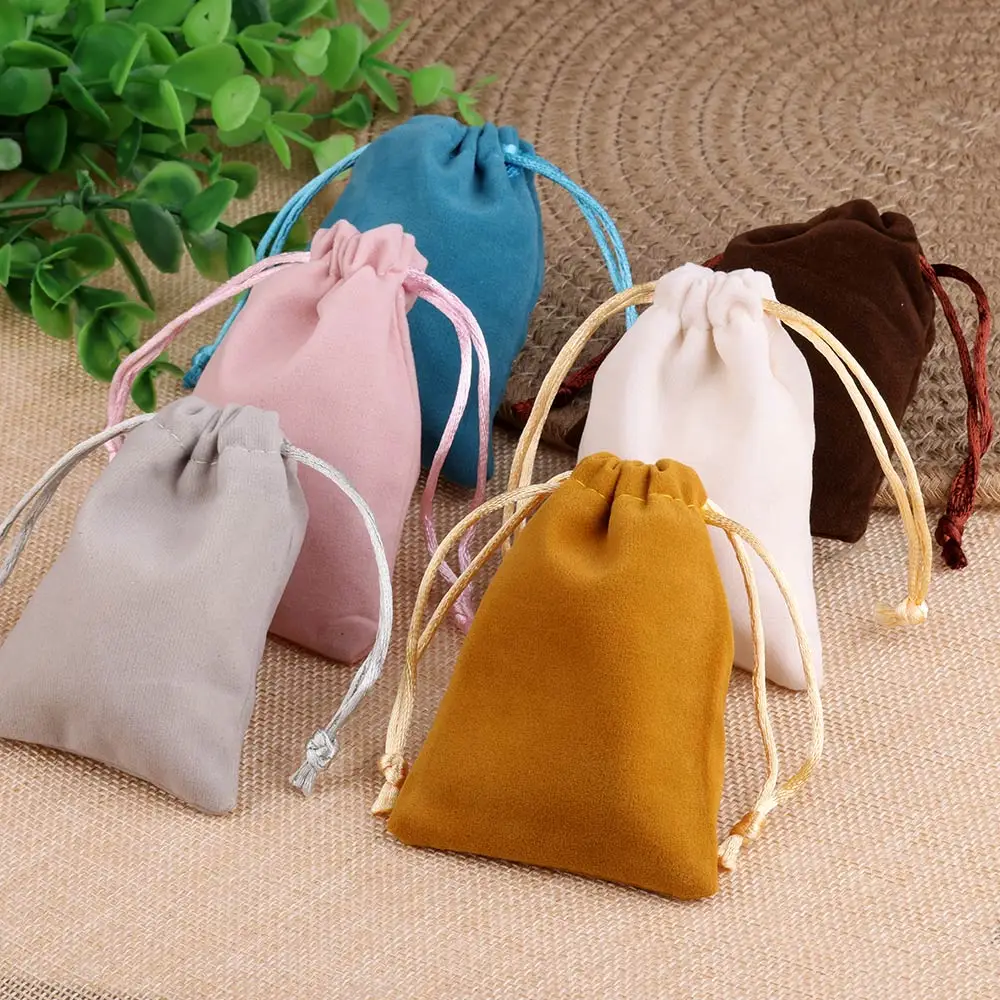 10pcs/lot Drawstring High Quality Velvet Bag Short Plush Multi-color For Jewelry Packaging Christmas Wedding Jewelry Gift Bags