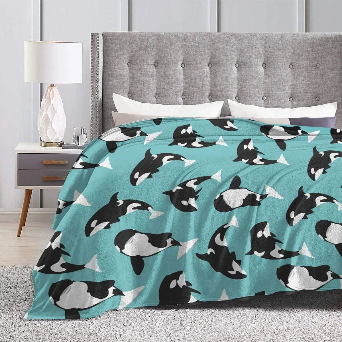 Killer Whale Orca Throw Blanket Ultra Soft Blanket Warm Thin Blanket for Home Bed Blankets Bedspreads for Adults Children