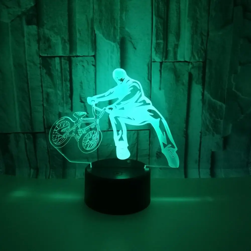 

3D Trickster Table Lamp Bedside Decor Bicycle Limit Movement Night Light LED 7 Colors Change Sleeping Lighting Gifts