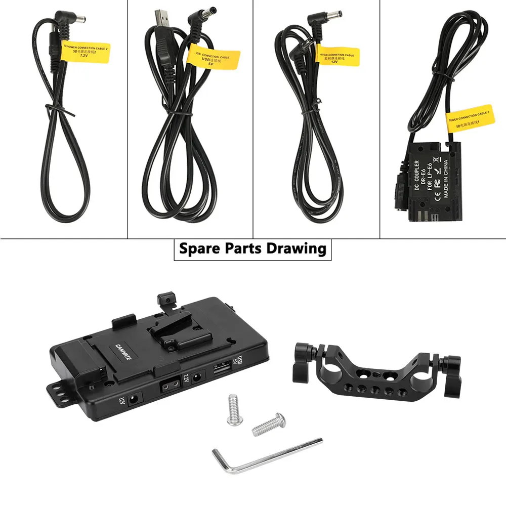 CAMVATE V-Lock Quick Release แผ่นยึด/แหล่งจ่ายไฟ Splitter มาตรฐาน15Mm Rod Clamp สำหรับกล้อง DSLR แบตเตอรี่กล้องติดตั้ง