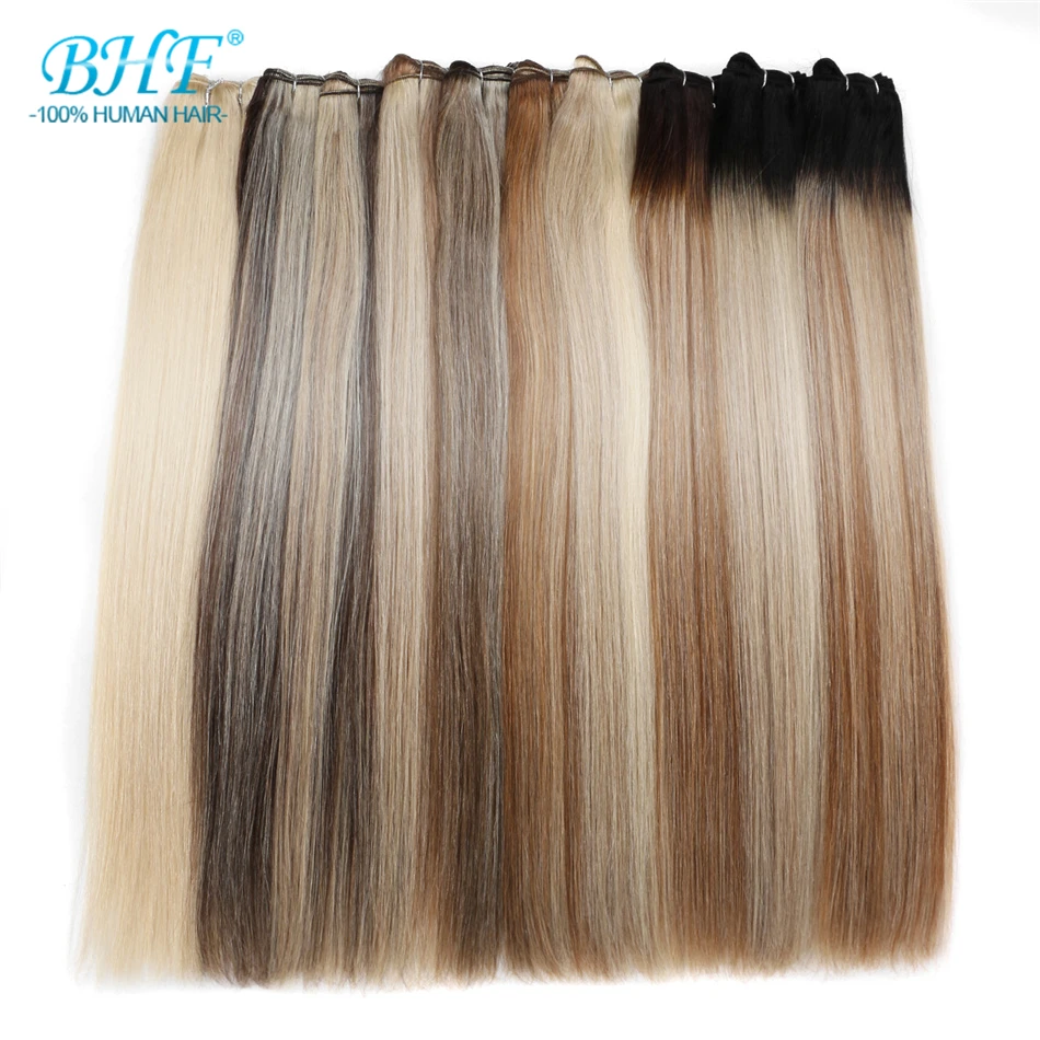 

BHF 100% Human Hair Weaves Straight Russian Remy Natural Hair Weft 1piece 100g Black Brown Blonde Color Human Hair Extensions