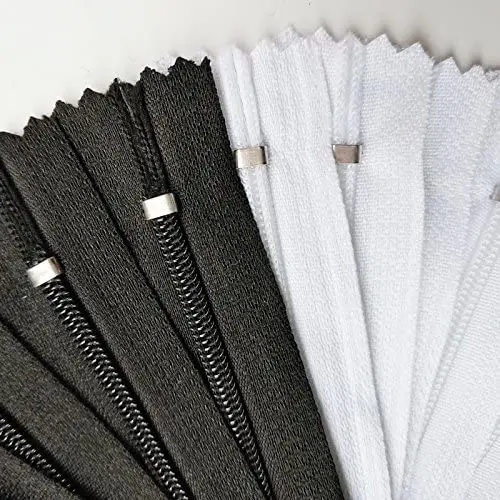 10 Pcs 15-60cm (6-24 Inch) Quality Black White Mixed Length DIY Accessories Nylon Coil Zippers Tailor Garment  Sewing Handcraft