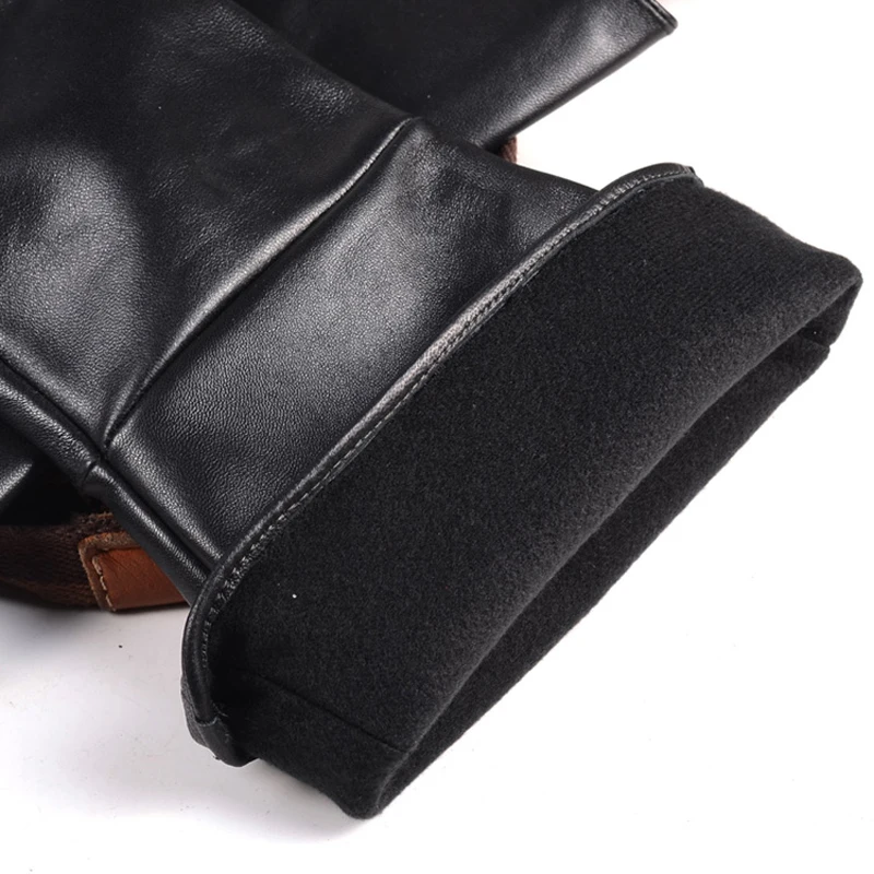 Mn-Gants longs en cuir véritable pour hommes, mitaines rétro, première couche, peau de mouton, cloche, bouche, punk, spectacle de fête, chaud, 35cm