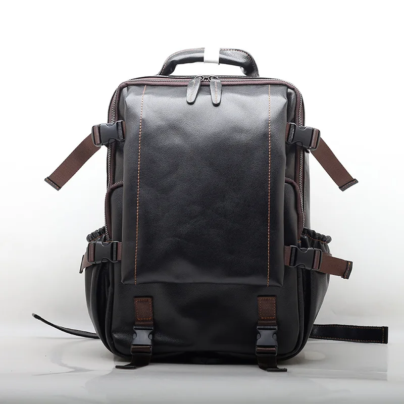 Casual Men's Backpack Genuine Leather Large Capacity Laptop Bag Student Shoolbag High Quality Hot Sell Travel Computer backpacks