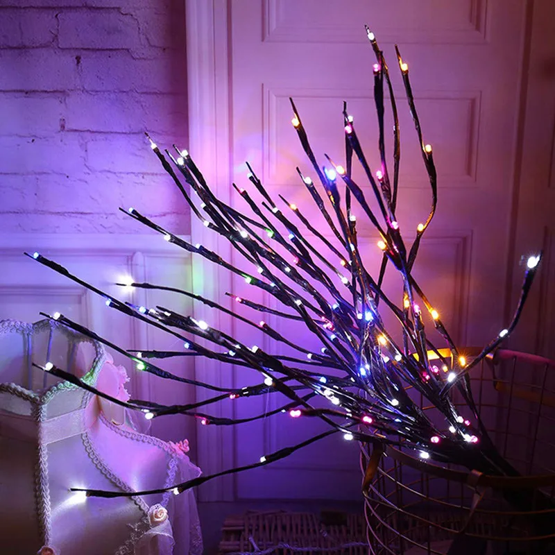 LED Simulation Tree Branch Lights String Night Lamp Home Bedroom 20 Bulbs Battery Powered Decorations Christmas Party Indoor