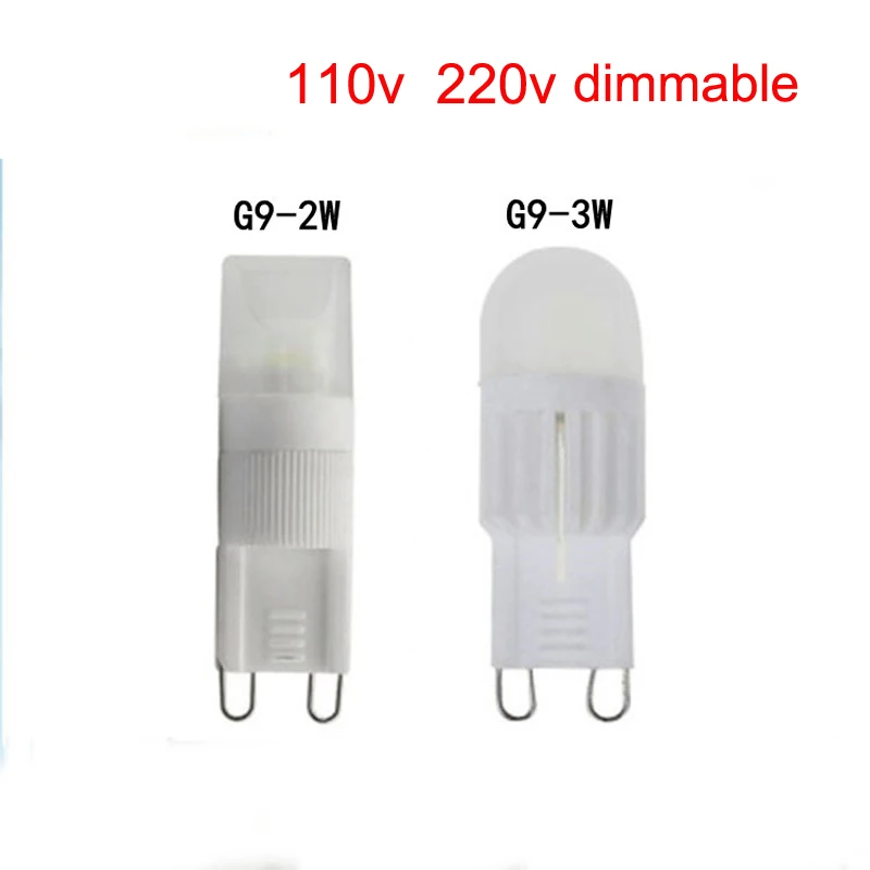 

10pcs Dimmable G9 Mini Plug Bulb 2w 3w 110v 220v G4 G9 Spotlight Ceramic LED Corn Bulb Crystal Halogen Crystal Chandelier Bulb