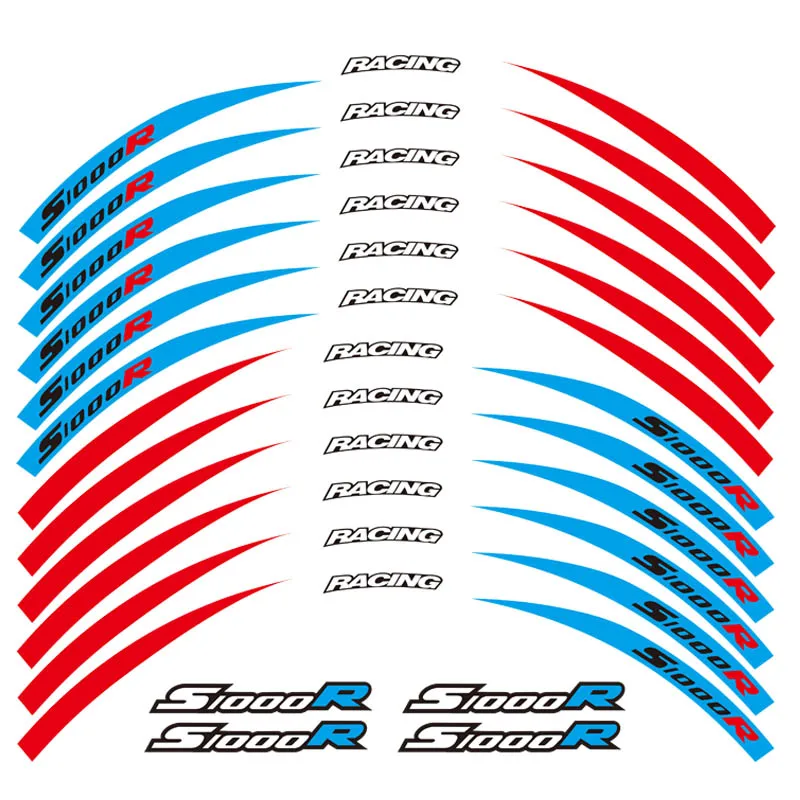 New high quality 12 Pcs Fit Motorcycle Wheel Sticker stripe Reflective  Rim For BMW S1000R