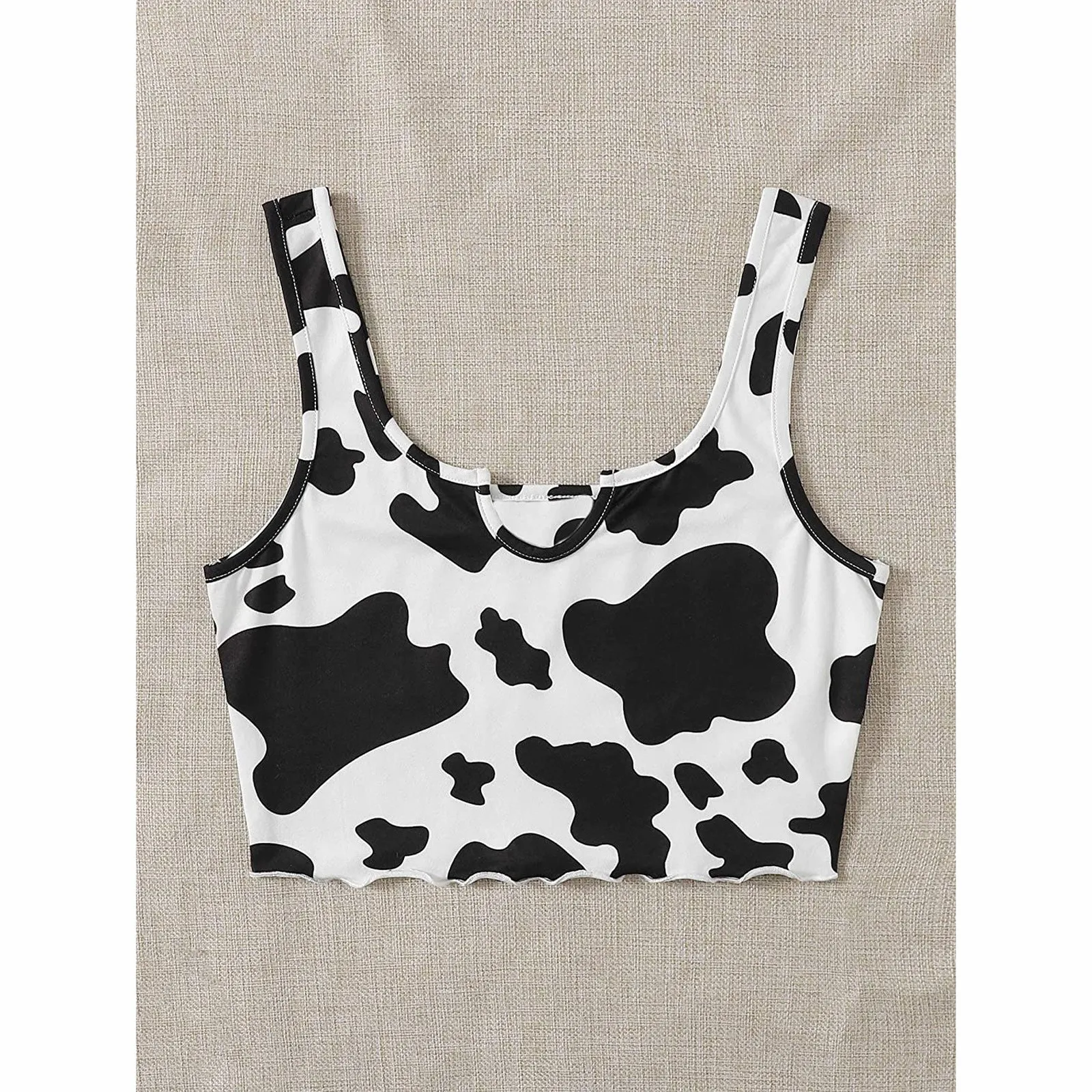 Fashion Sexy Crop Top Women Camisole Milk Cow Print Y2k Egirl Cool Short Tops Vest Harajuku Sleeveless Tee Tops Cropped Feminino