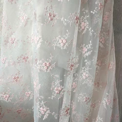 Blue purple gray powder mesh embroidery lace fabric small floral clothing tablecloth background curtain accessories