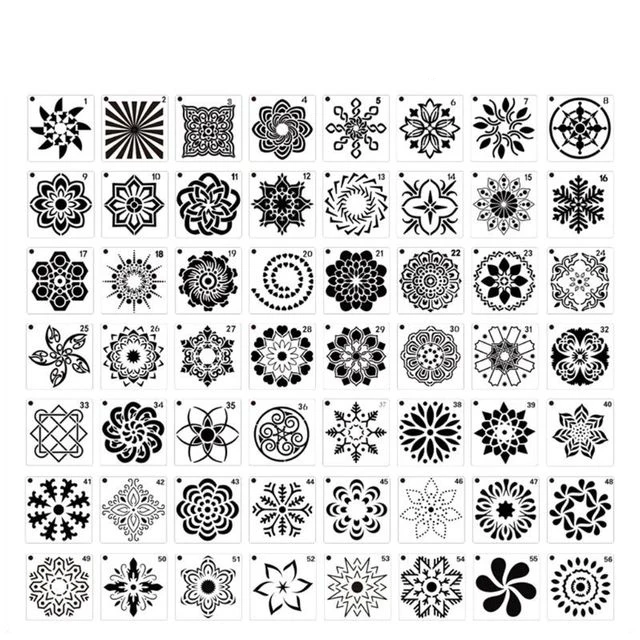 36/56pcs Scrapbooking Craft Wall Paper Stencils DIY Card Making Mandala Pattern Drawing Tool Hollow Painting Stencils