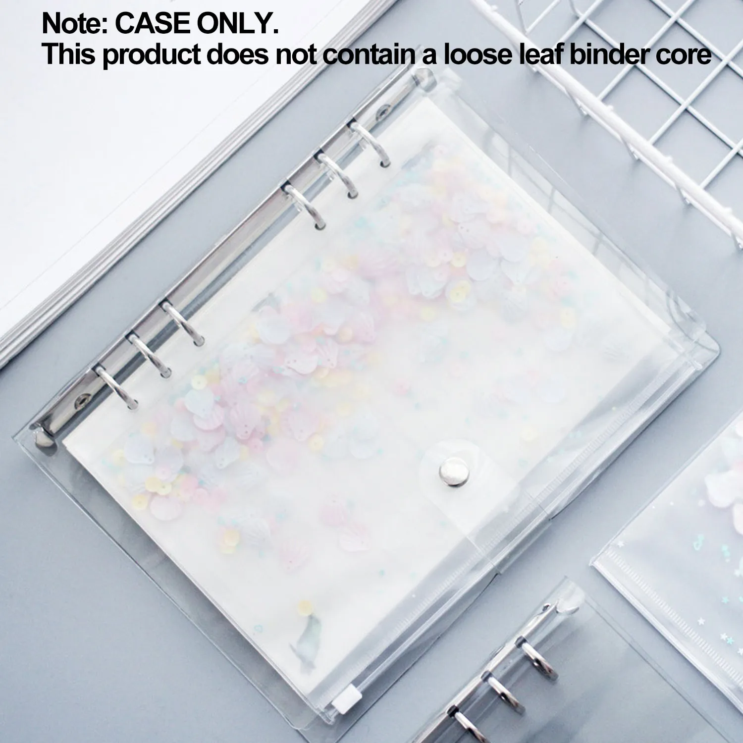 A5 Transparent Ring Binder 6 Round Ring Soft PVC Binder Loose Leaf Notebook Cover Folder Protector with Snap Button