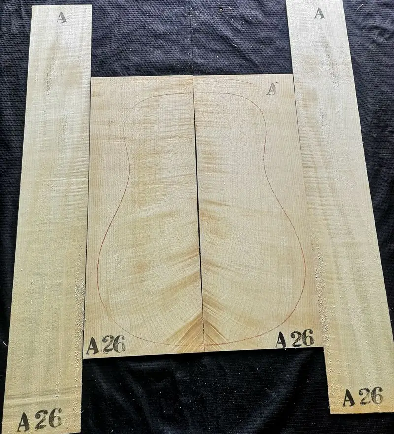 41 A-grade German tiger pattern maple back and side veneer 41-inch folk classical guitar material guitar making material