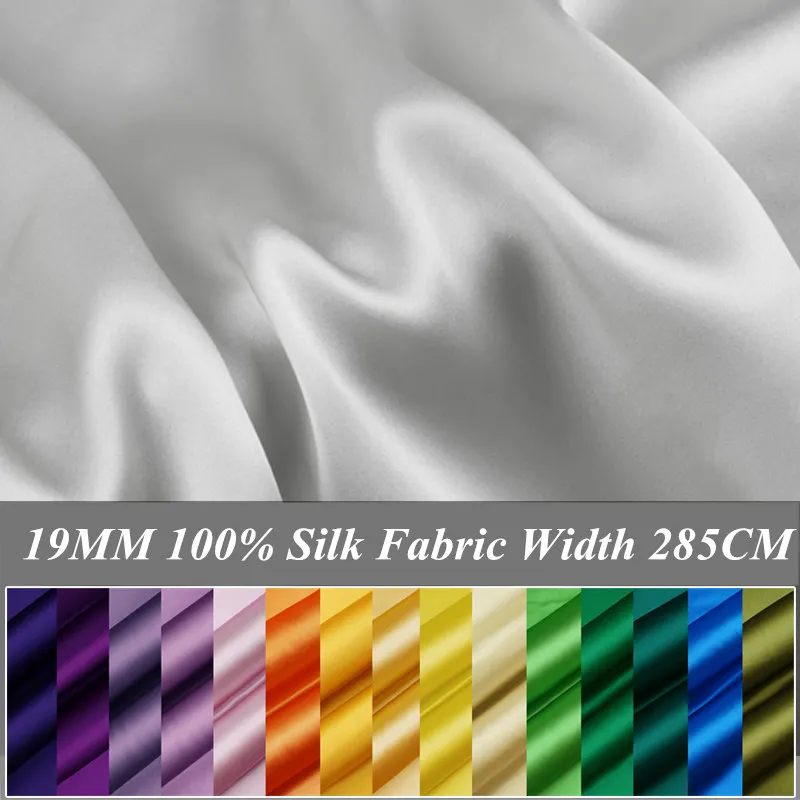 100% Silk Fabric Weight 19MM Width 280cm Nature Mulberry Silk Fabric Plain Dyed Silk DIY Dress Clothing Bedding Scarf