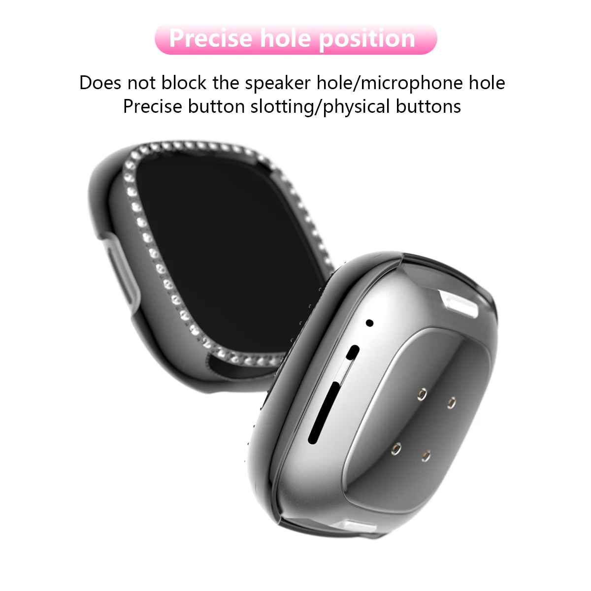Funda de diamante para Fitbit Versa 3, carcasa protectora de cristal para fitbit sense/ Versa3, protector a prueba de golpes para reloj