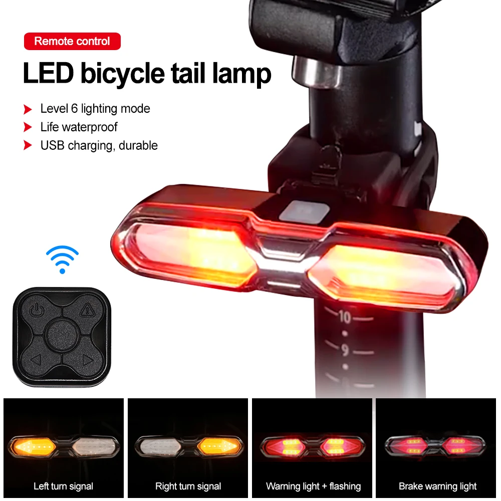 

Bike Turn Signal Rear Light LED Bicycle Lamp USB Rechargeable Bike Wireless Lights Back MTB Tail Light Bracket Bike Accessories