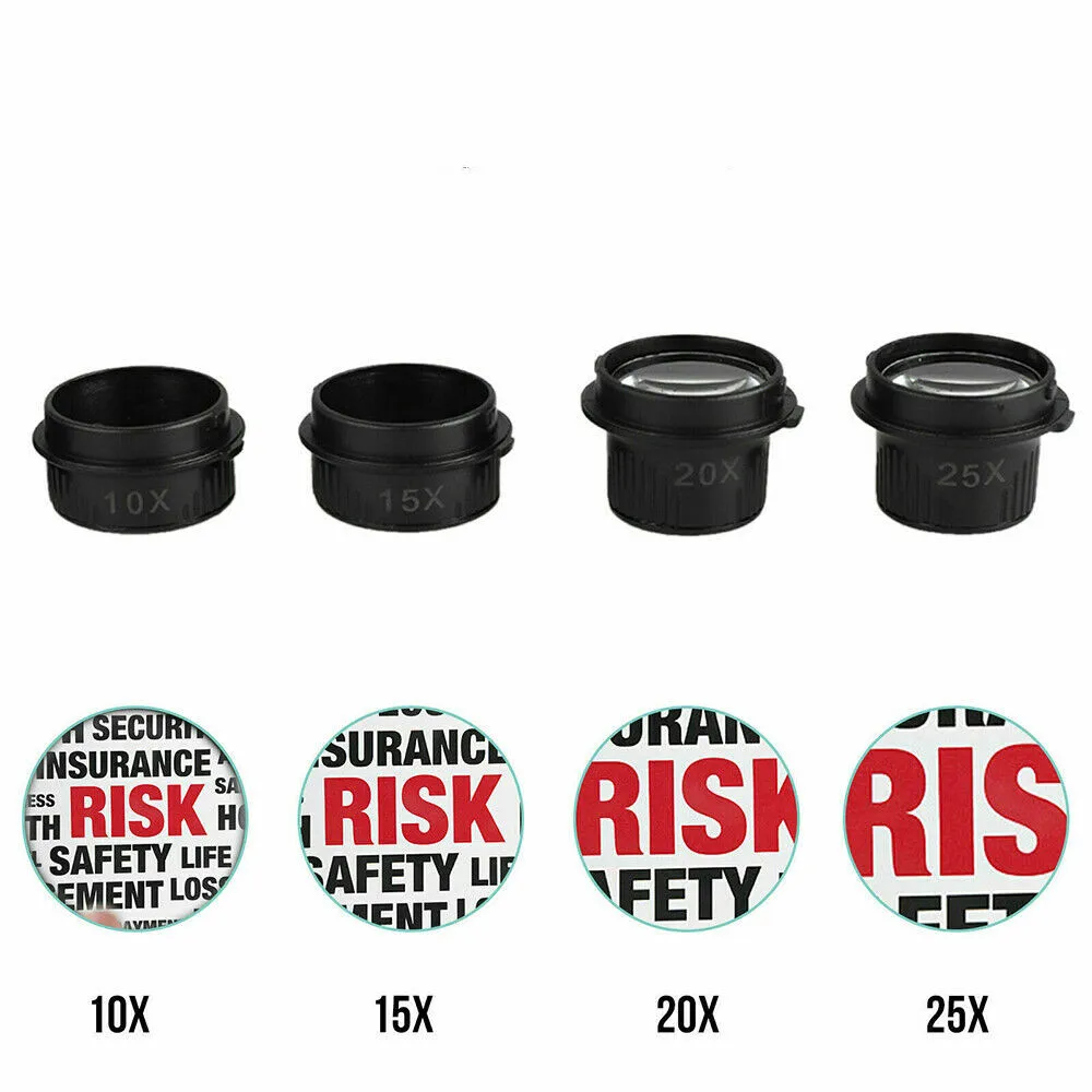 10x 15x 20x 25x 4 lenti doppia testa LED lente d'ingrandimento gioielli orologio strumento di riparazione kit lente d'ingrandimento set