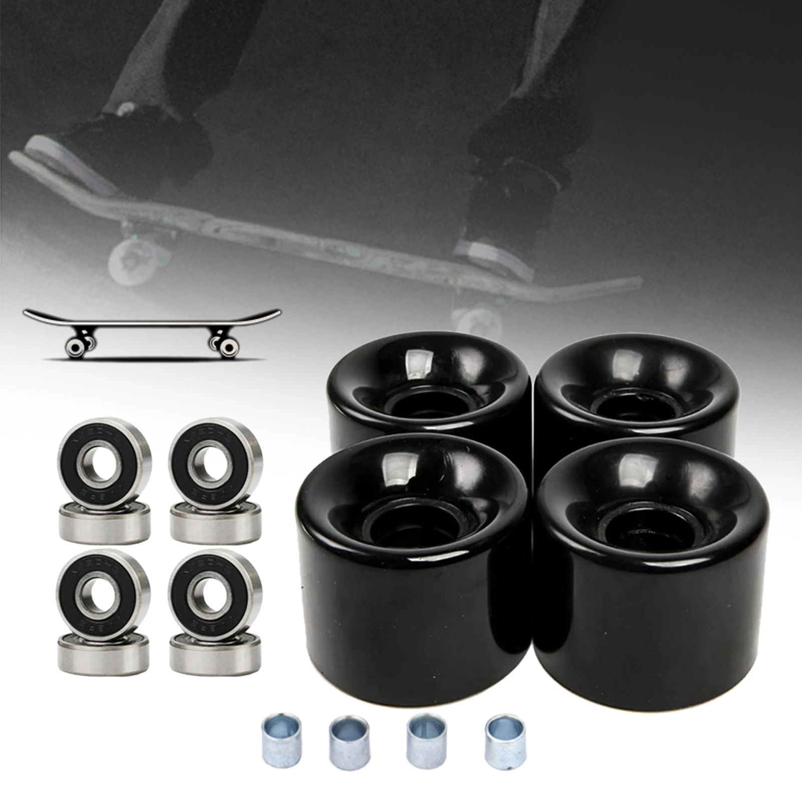 Pacote de 4 rodas de skate longboard profissional 60mm dureza 78a com 8 peças rolamentos espaçadores cruiser rodas