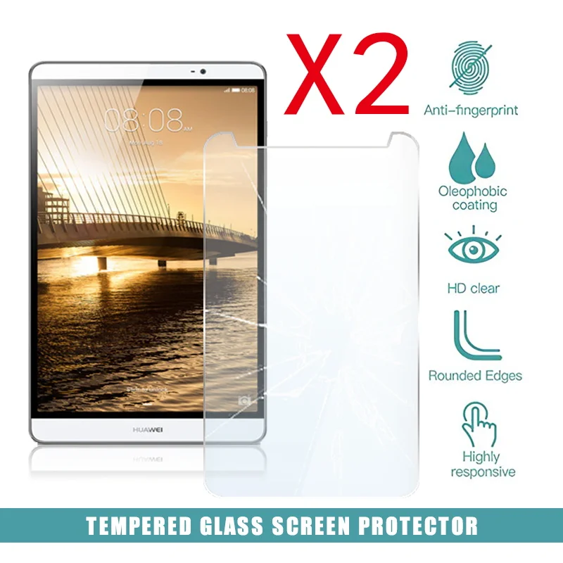 

2Pcs Tablet Tempered Glass Screen Protector Cover for Huawei Mediapad M2 8.0 Anti-Fingerprint Anti-Screen Breakage Tempered Film