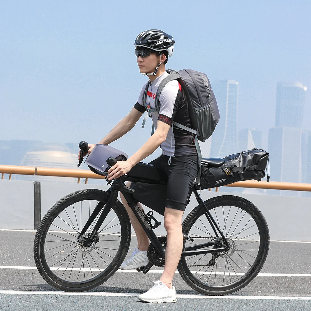 Rhiniwalk Bike Handlebar bag 4L Big capacity 100% Full Waterproof Front Tube Bike Bag Multifunctional Shoulder Bag 2023 New