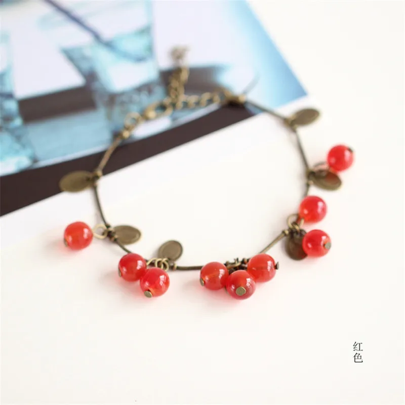 ADOLPH Star Jewelry Fashion Cute Cherry Charm Bracelet Woman Bohemian Cute Chain Bracelet Statement Accessories New Gift 2022