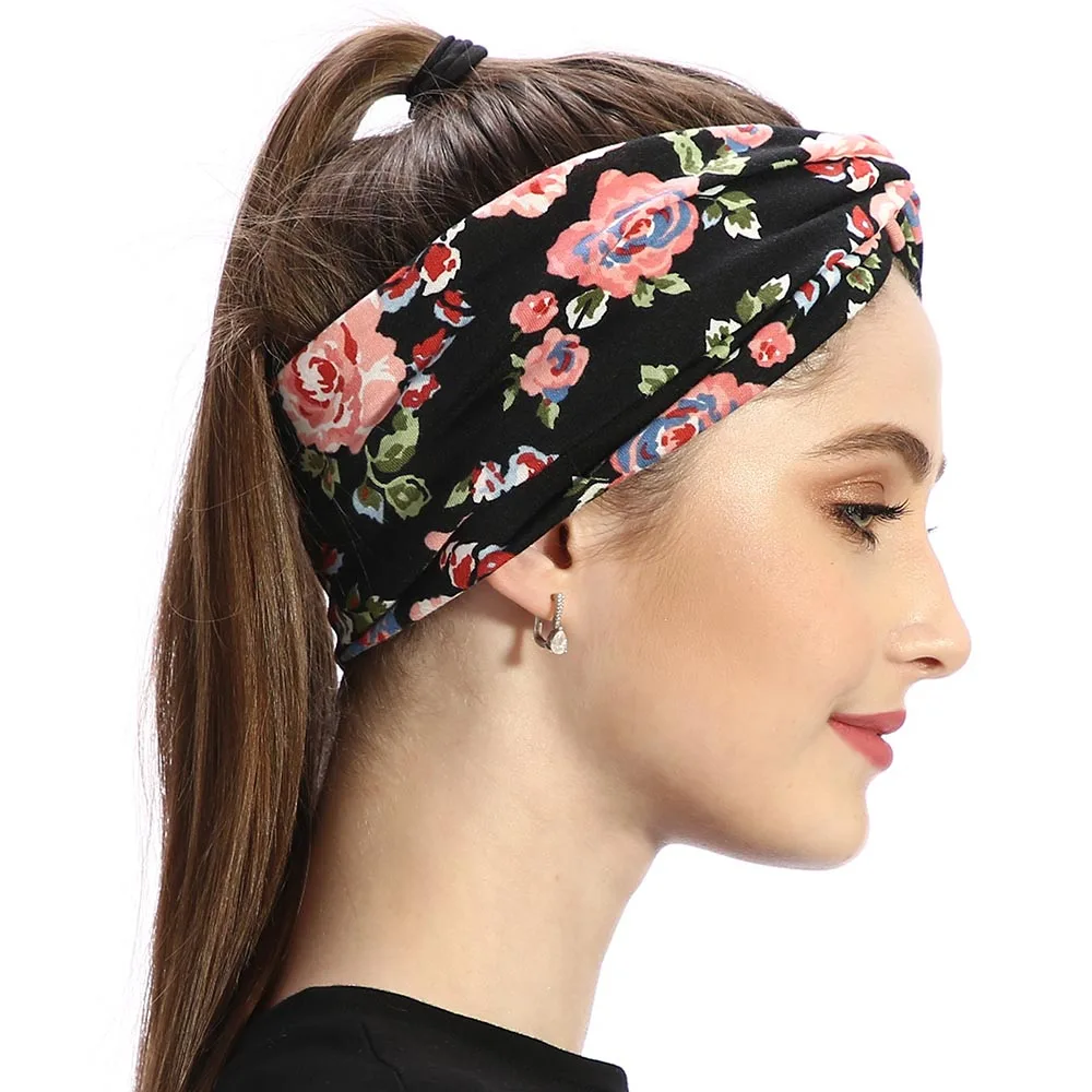 Fashion Bohemia Knotted Hairbands Print Flowers Headband For Women Female Floral Hair Accessories Girls Cotton Hair Band Turban